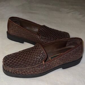 Cole Haan Brown Woven Slip-On Loafers